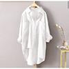 Vintage Style Cotton Linen Cardigan With Pockets For Casual Autumn Wear