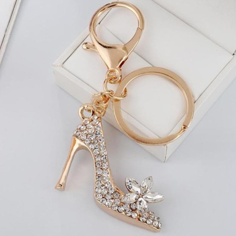 High Heel Shoe Keychain Purse Car Shiny Key Chain Bag Decorative Alloy Keyring
