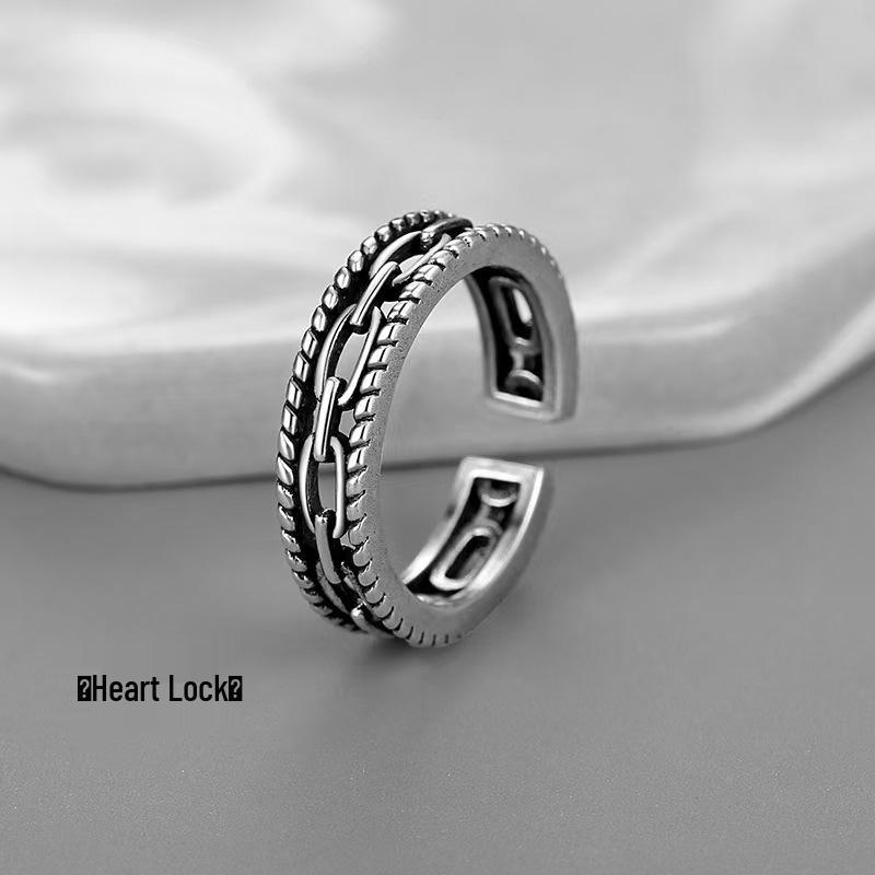 Men's Adjustable Retro Hip-Hop Index Finger Ring - Open, All-Match Single Trend Ring