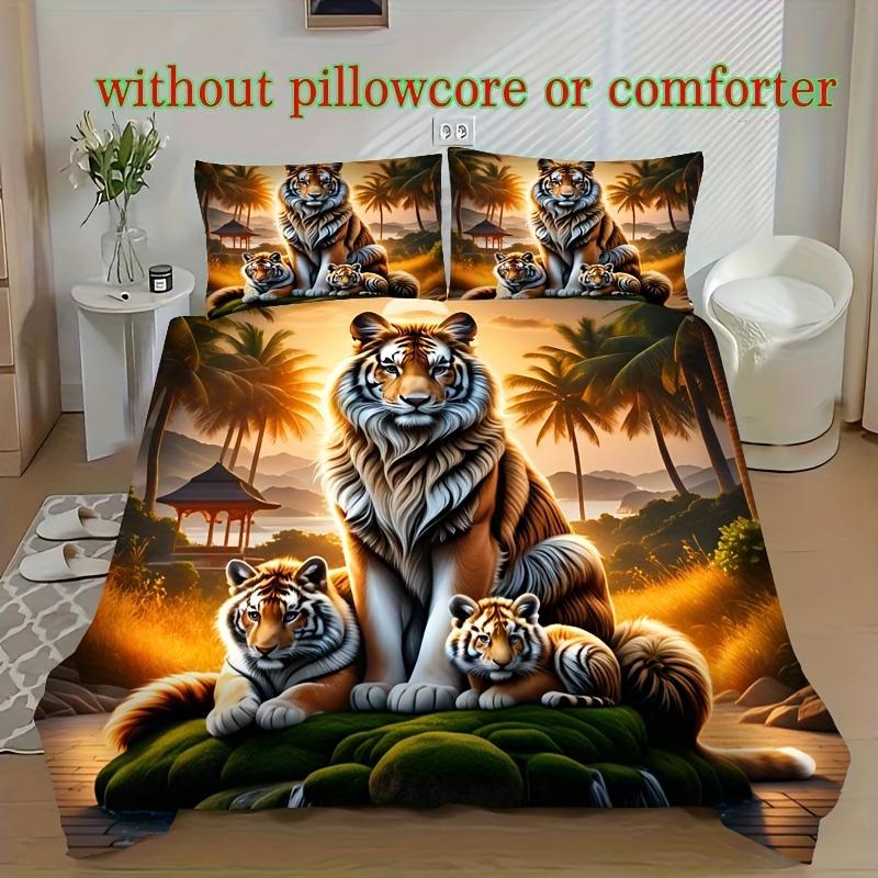3D Digital Dreamcatcher Tiger Duvet Cover Set (1 duvet cover + 1/2 pillowcases no inserts) - Soft Comfortable Breathable
