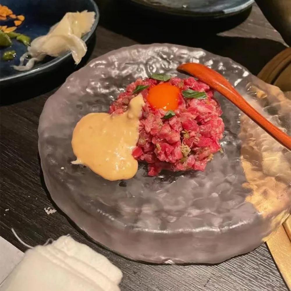 Изысканная тарелка из матового стекла Элегантная десертная тарелка Креативная тарелка для послеобеденного чая Кухня