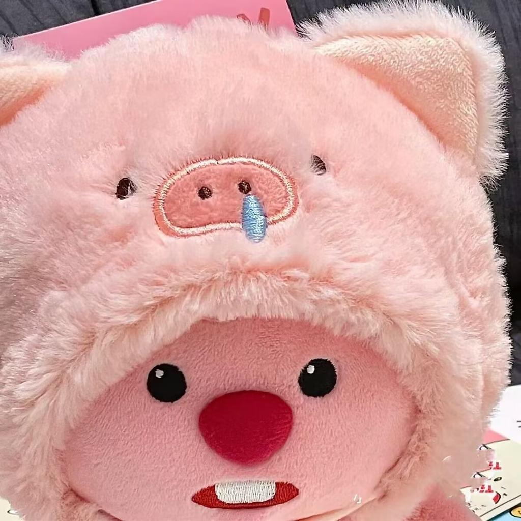 Bouquet Little Beaver Loopy Pink Pig Hood Sweater Ruby Doll Plush Toy Cute Pink Doll Girl Gift