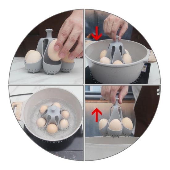 Silicone Egg Boiler Rack BPA-Free Egg Holder for Boiling Even Heating Draining
