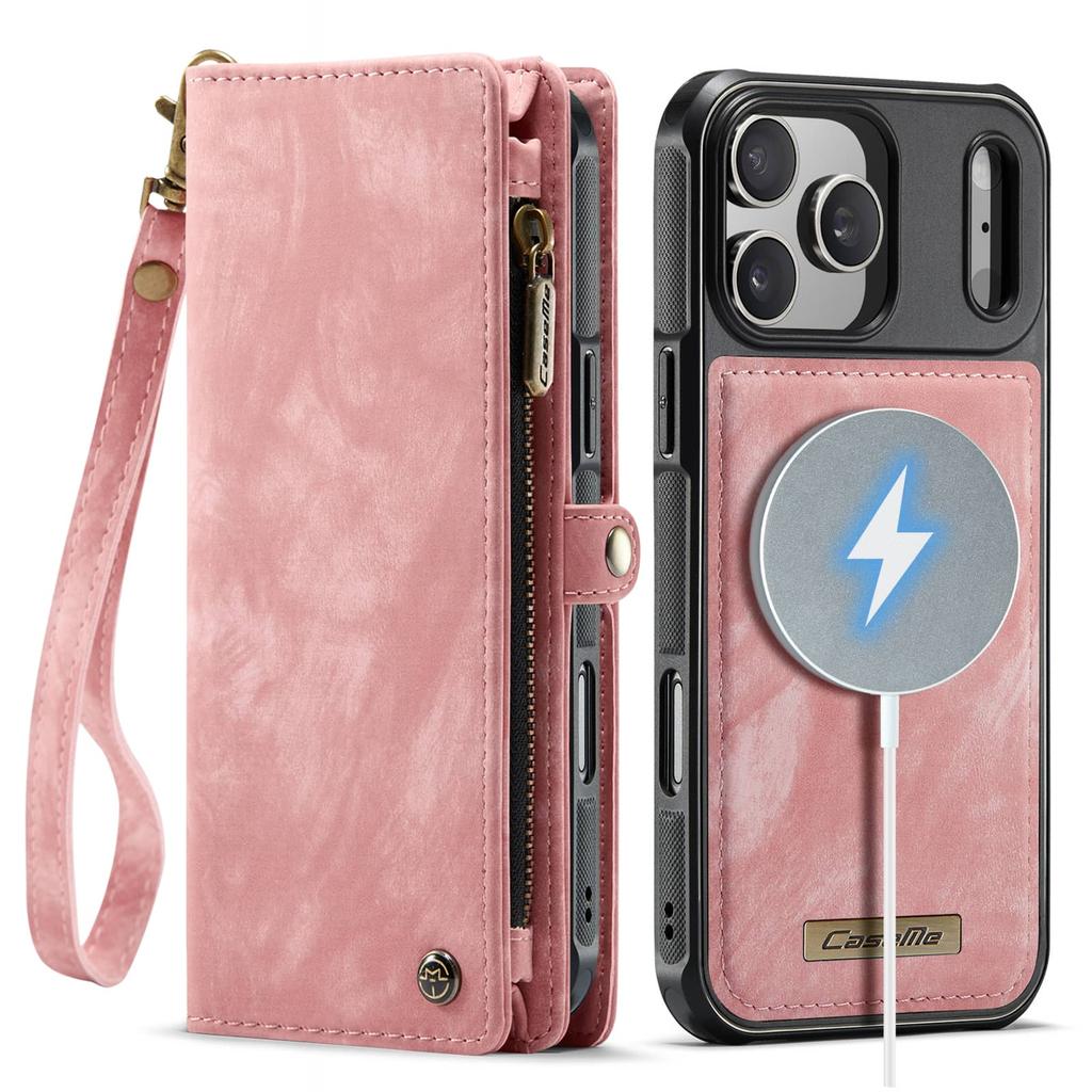 For IPhone 18 Pro Max 18 Magnetic Wallet Case Compatible with Magnetic RFID Blocking Zipper & Card Holder Strap Detachable Case