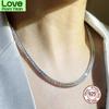100 %Guarantee Real 925 Sterling Silver 45 Cm (17 .7 Inch )Tennis Necklace 3 *3 Mm Square Zircon Chain Choker Fine Jewelry Women