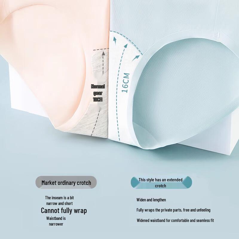 Langsha Women's 7A Antibacterial Ice Silk Seamless Mid-Waist Briefs 4-Pack