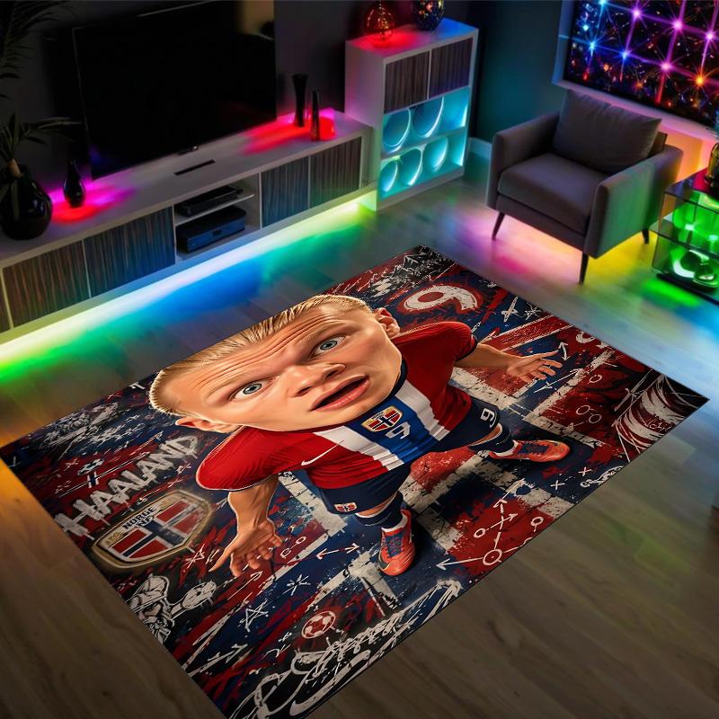 Erling Haaland Design Crystal Velvet Carpet Cozy Non?Slip Printed Rug For Bedroom Living Room Entrance