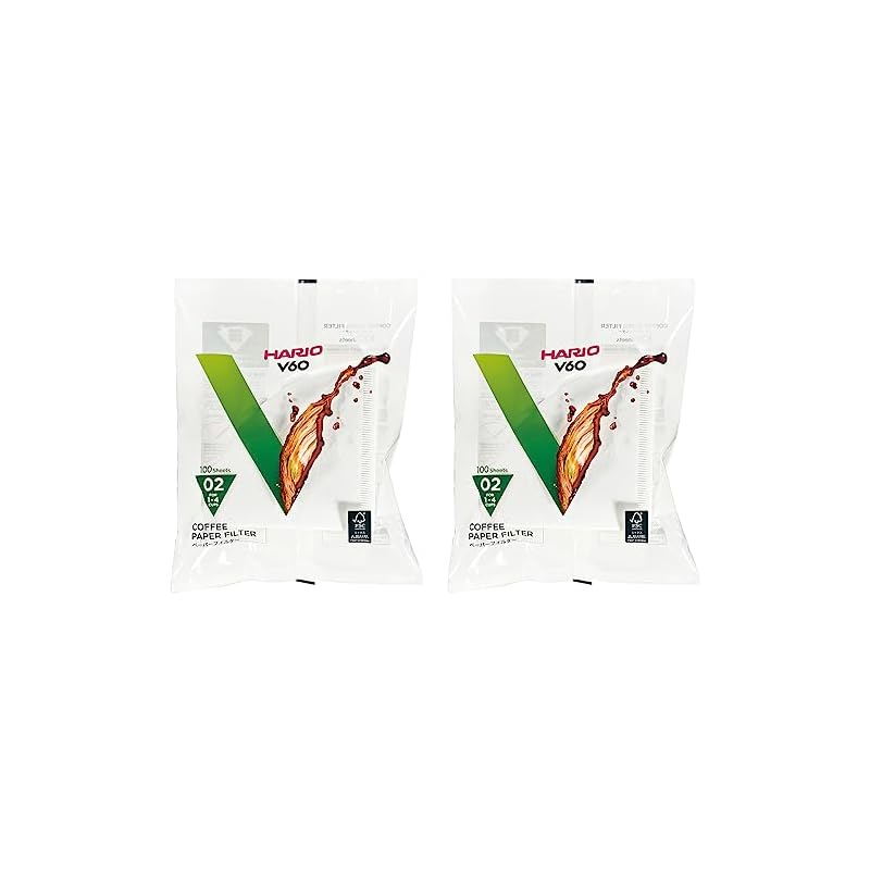 Бумажные фильтры HARIO V60 02 W Белые, на 1-4 чашки, Сделано в Японии, VCF-02-100W, 200 фильтров в упаковке