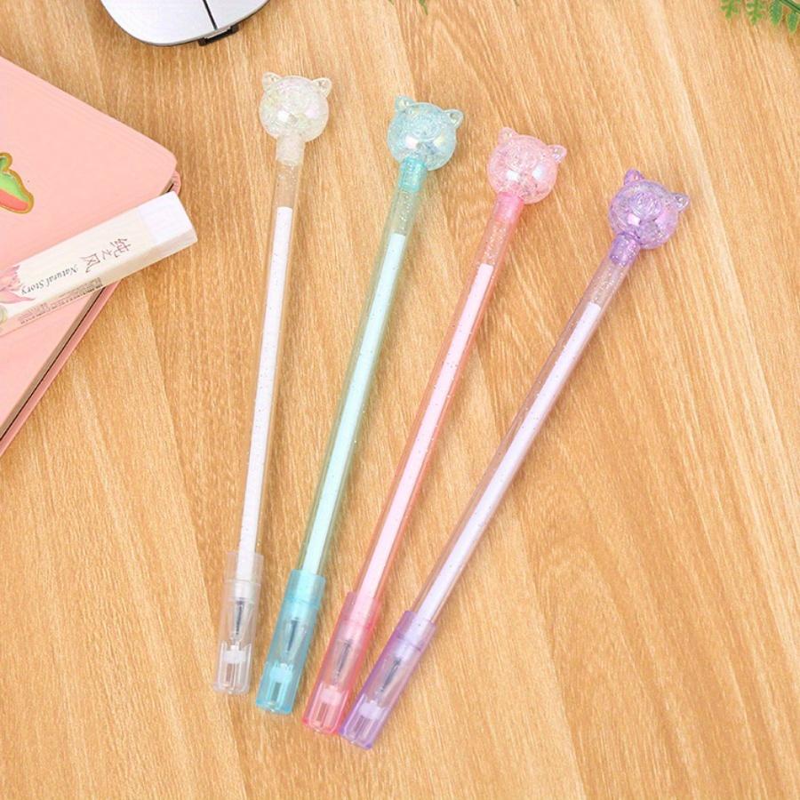 School Season 10pcs 0.5mm Colorful Transparent Rod Gel Pen Creative Stationery Candy Color Cartoon Piglet Pen Exam Black Gel Pen