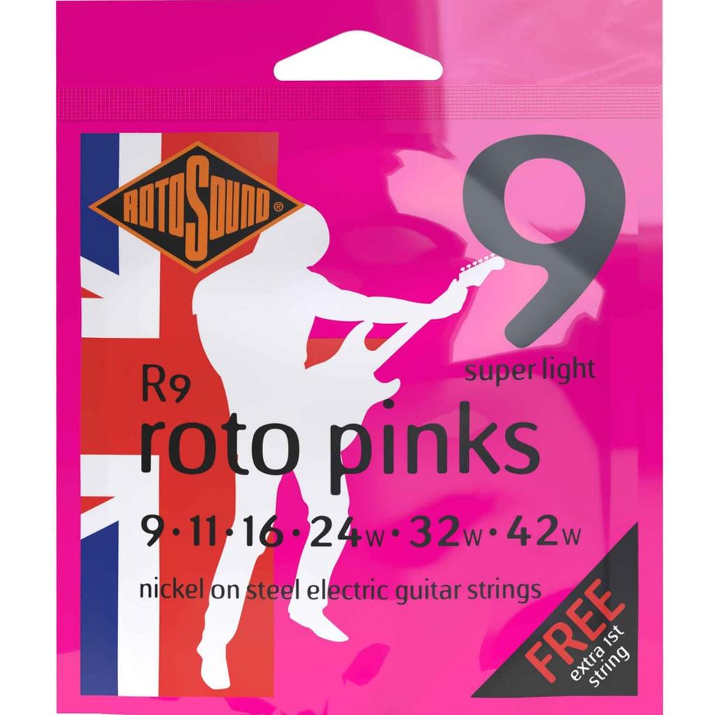 ROTOSOUND Струны для электрогитары, никелированные, на легких струнах R9, сталь/супер (.009-.042),