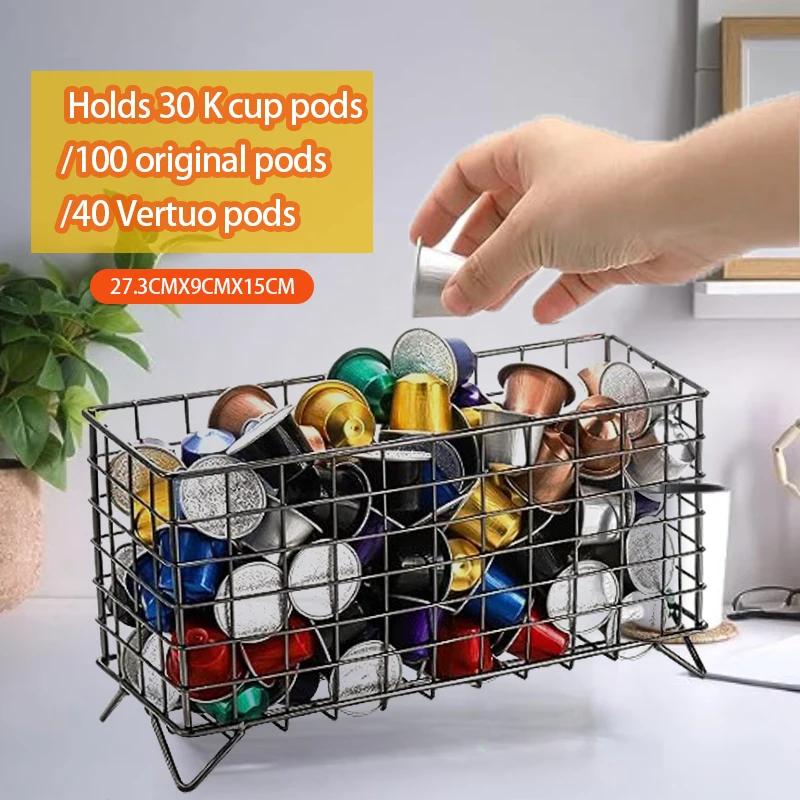 Металлический держатель для кофейных капсул большой емкости, держатель для капсул Nespresso, органайзер для кофейных капсул, корзина для фруктов, аксессуары для бара