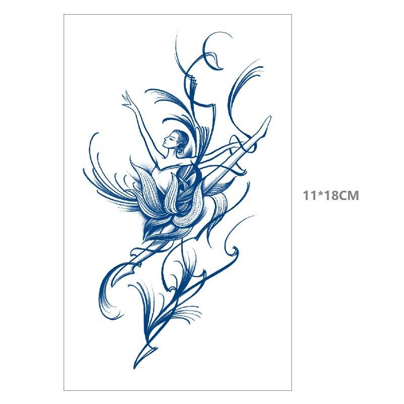 Herbal Juice Waterproof Butterfly Thorn Plain Flower Chest Semi Permanent Gradual Change Water Transfer Tattoo Sticker
