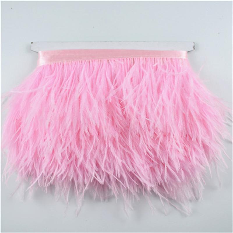10Meters Colored Ostrich Feathers On Ribbon Trim 8-10Cm Skirt Fringe On Tape Ostrich Feather Trims Sewing Trimmings Decoration