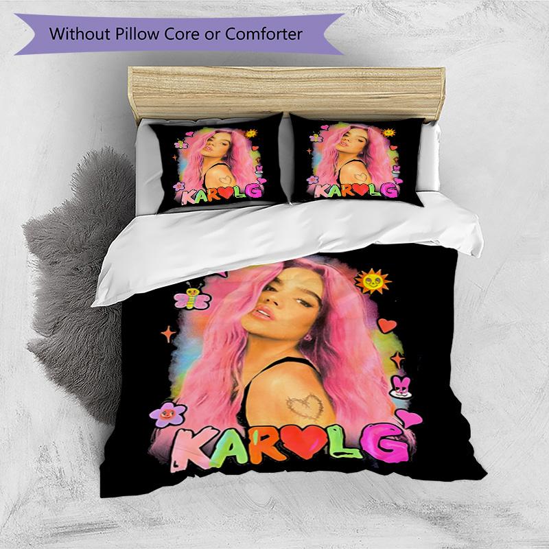 3pcs Duvet Cover Set (1*Duvet Cover + 2*Pillowcase, Without Core), Karol G Print Bedding Set, Bedroom Decor, All‑Season, Birthday Gift