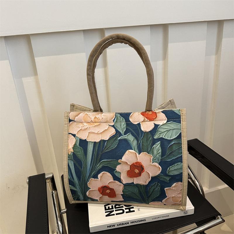 Большая вместительная льняная сумка для поездок на работу, новая сумка через одно плечо, этнический стиль, студенческая ручная сумка для занятий