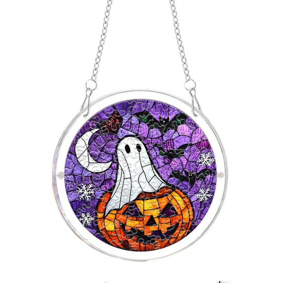 yangyizhi Halloween Acrylic Puzzle Suncatcher Window Hanging,7.87 Inch Sun Catcher Decoration Ornament, Ideal for Gifting and Home Decor