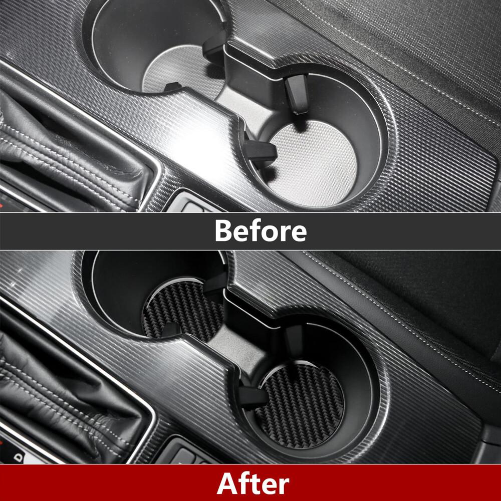 2x Black Carbon Fiber Cup Holder Pad Non-Slip Water Cup Slot Mat Car Accessories
