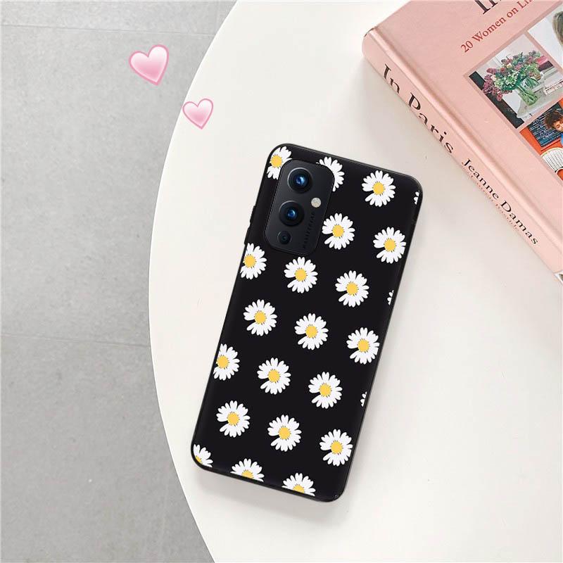 Для OnePlus 9 Pro 8 5G 7 9R 7T 8T Z Daisy Sunflower Черный матовый чехол из ТПУ с росписью чехол для телефона OnePlus Nord 2 CE N10 N100 N200