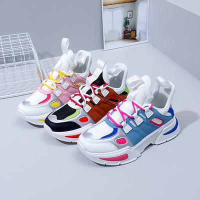 Новые кроссовки-папы в стиле колор-блок, женские массивные кроссовки на платформе, модная повседневная обувь для увеличения роста