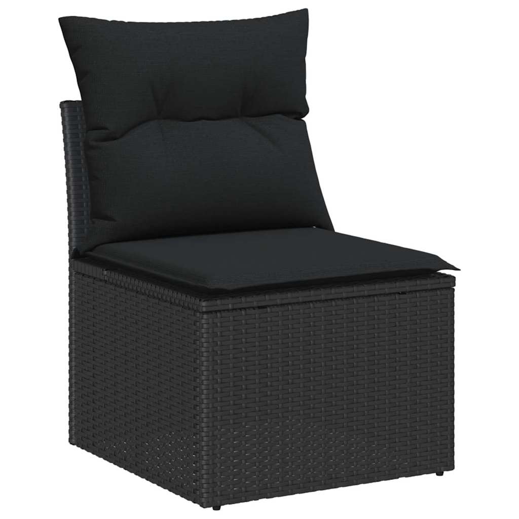 Garden Sofa Set with Cushions 6 pcs Black Poly Rattan