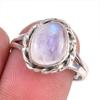 Натуральный Радужный Лунный Камень Драгоценный Камень Ручной Работы 925 Стерлинговое Серебро Подарочное Кольцо Р.8 m5P04