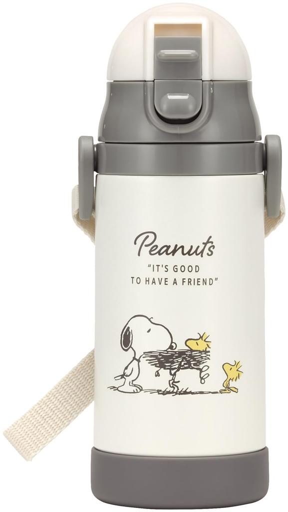 Skater 2WAY Двуручная бутылка для воды из нержавеющей стали объемом 350 мл с трубочкой, детская кружка со значком Снупи STWM3N-A