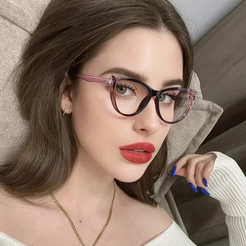 Men Women Finished Prescription Minus Eyeglasses Vintage Cat Eye Optical Glasses High Definition Myopia Eyeglasses 0-1.0-1.5-4.0