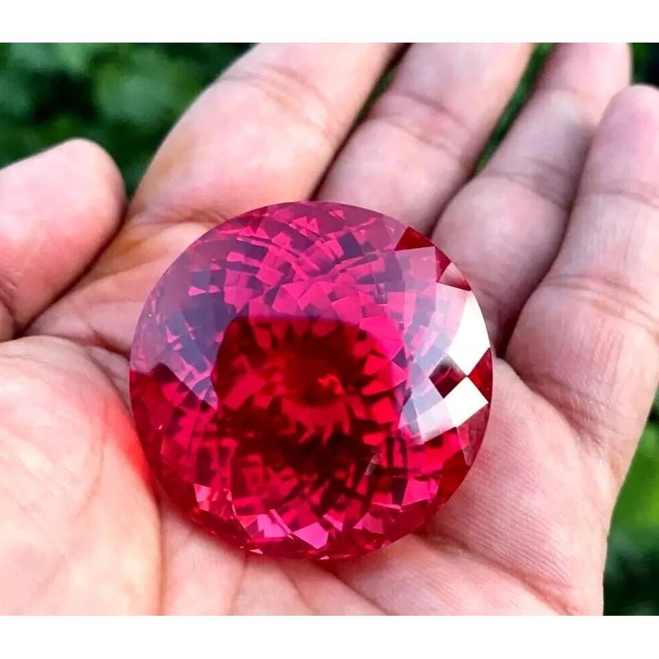 Excellent Natural Padparadscha Ceylon 309 Ct+ Round Loose Gemstone