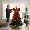 Red Ribbon Bow Christmas Tree Topper Bow Satin Bow with Long Streamers