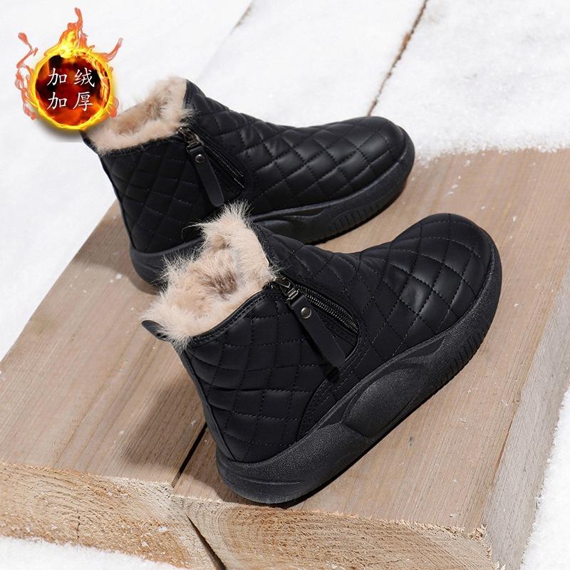 Женская обувь из хлопка, зимняя новая обувь 2024 года, бархатные ботинки для женщин-студенток, теплые повседневные женские зимние ботинки на толстой подошве