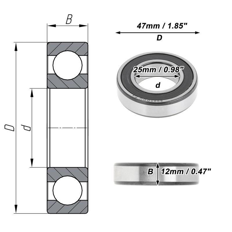 Motoforti 6005DDU Deep Groove Ball Bearings 25x47x12mm P4 Double Rubber Seal Lubricated Bearings Car Scooter Skateboard Wheel