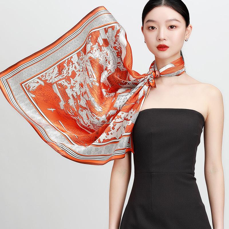 New high-end shawl with 100% mulberry silk digital printing square scarf, women's versatile silk scarf and scarf
