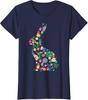 Easter Bunny Rabbit Floral Pattern Easter Day Cute Ladies' Crewneck T-Shirt