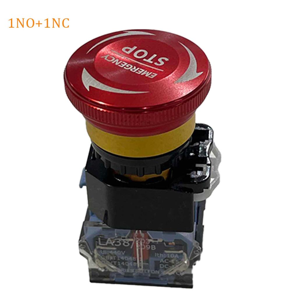 22mm 10A Metal Emergency Stop Pushbutton Switches Self-Locking For Start Emergency Stop Push Button Switch 1NO 1NC 2NC