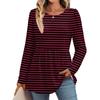 Women's Casual Fashion Long Sleeve Shirt Striped Tunic Top