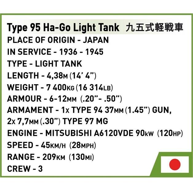 Конструктор пластиковый COBI Historical Collection WWII Type 95 Ha-Go COBI-3115
