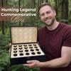 The ’s Memory Box, Wooden Hunting Keepsake Box With 20 Casing Slots, Engraved Stag Display Case With Hunting Log And Lock, Memorial Gifts