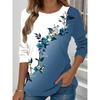 Fashion Summer Women's Floral Graphic Elegant Round Neck Long Sleeve T-Shirts Y2K Casual Tops Womens Clothing Harajuku Pullover