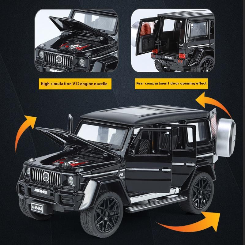 Игрушечная модель автомобиля Benz G63 из сплава в масштабе 1/32 со звуком, светом и пружинным механизмом - Идеальный подарок для детей и автолюбителей - Подлинная