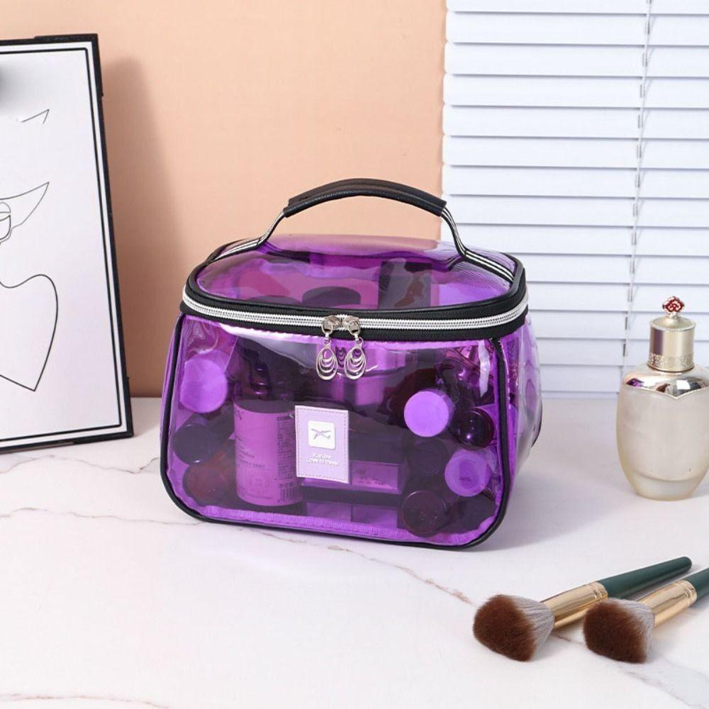 New PVC Wash Bag Transparent Waterproof Cosmetic Bag Large Capacity Handheld Makeup Storage Bag Women