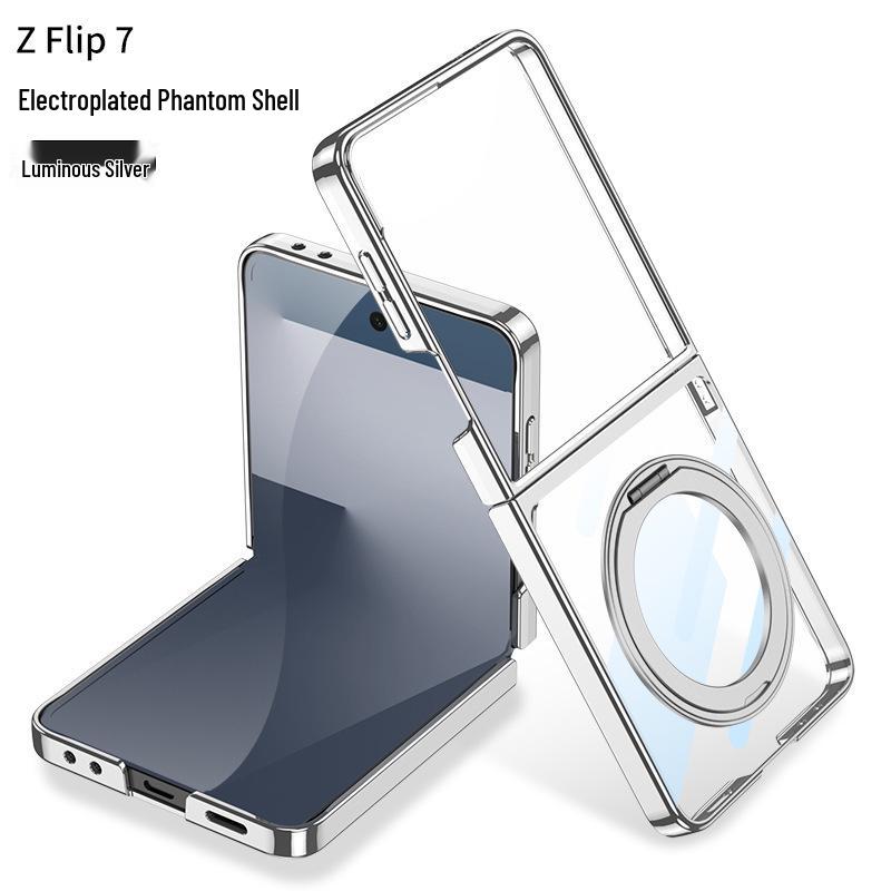 Чехол для Samsung Z Flip7 со складным держателем-кольцом MagSafe с вращением и защитой окна
