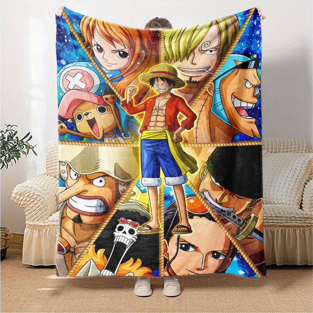 One Piece Adventure Flannel Blanket Super Soft Warm Cozy Blanket For Sofa Bed Office Travel Allseason Home Decor Gift
