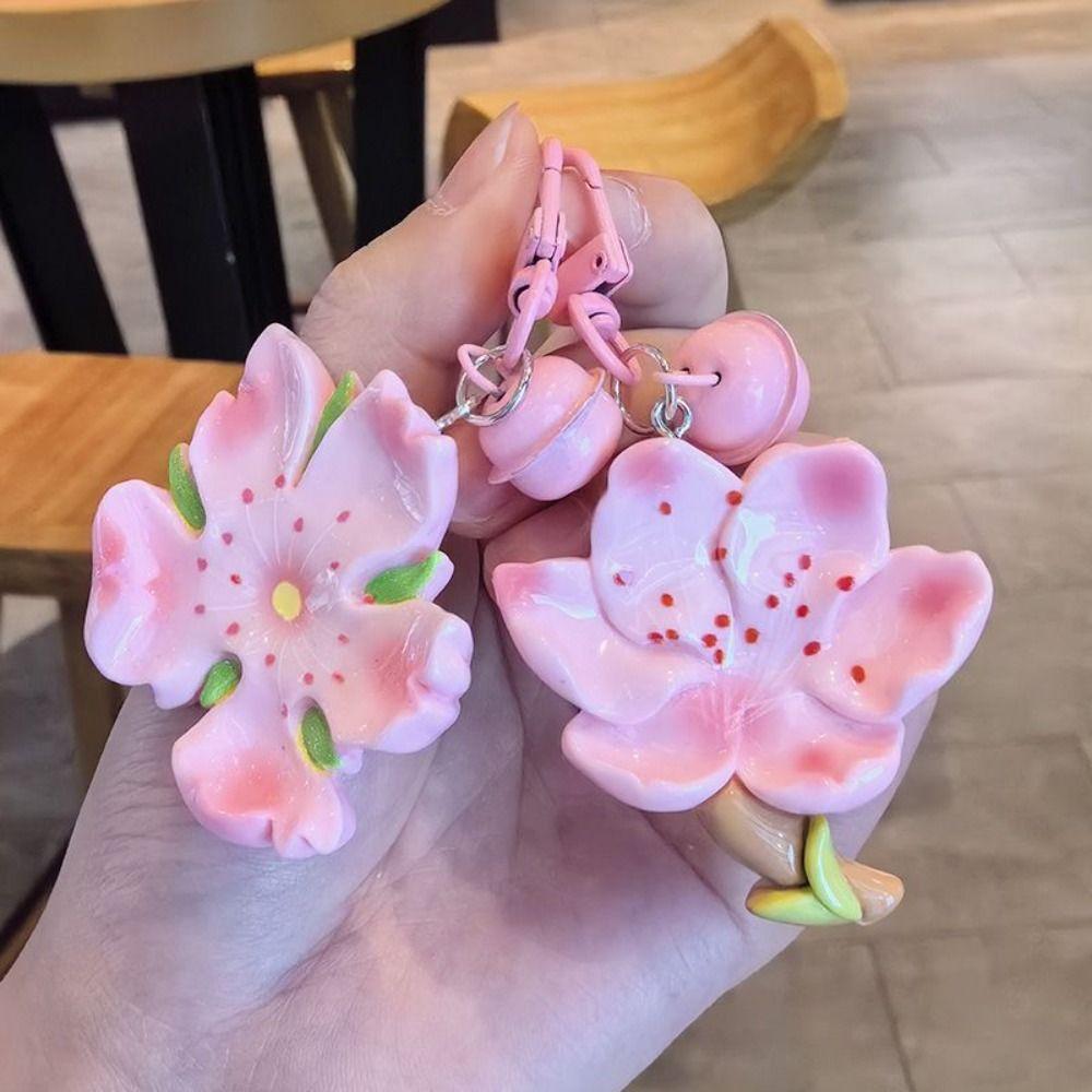 Подвеска в виде тюльпана с цветком персика, брелок для ключей от автомобиля в виде лотоса, модный брелок в виде цветка персика, подарки