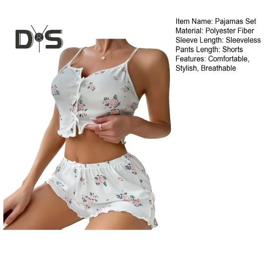 Женский пижамный комплект из 2 предметов с принтом, укороченный топ без рукавов и шорты, комплект одежды для сна, летние комплекты для отдыха в рубчик
