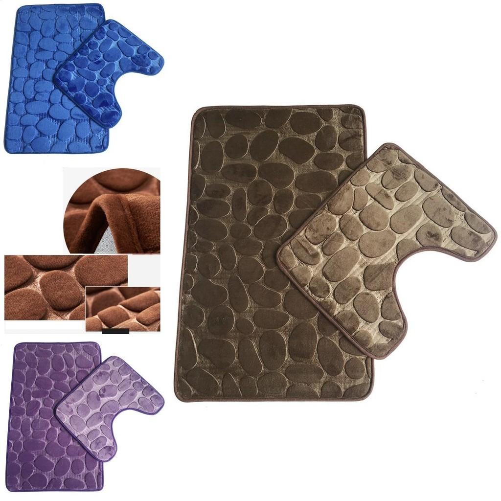 Роскошный набор ковриков для ванной и пьедестала из гальки с эффектом памяти, мягкие нескользящие коврики для ванной