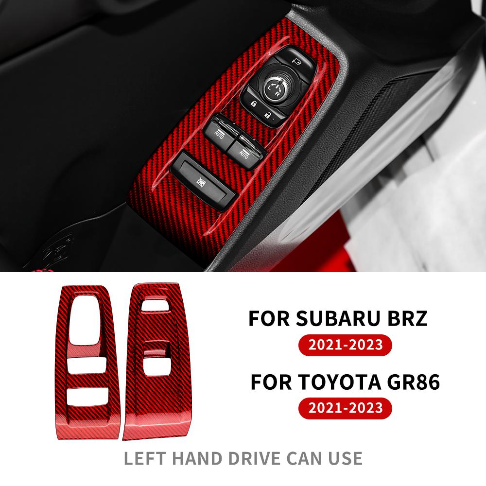 Real Hard Carbon Fiber Sticker For Subaru BRZ Toyota GR86 2021 2022 2023 2024LHD US Version Door Window Switch Button Panel Trim