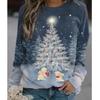 2025 Осень и Зима Женский Новый Повседневный Топ с Круглым Вырезом и Длинным Рукавом с 3D Рождественским Узором
