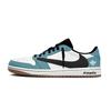 X Travis Scott Air Jordan 1 Синие Низкие Крючок 7.0 Нескользящие Низкие Винтажные Баскетбольные Кроссовки Женские DZ4137-700(Команда1897-)