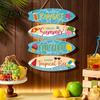 Farmhouse Home Ornament Inspirational Wooden Hanging Sign, Summer Surf Kids Positive Quote Wall Plaque, Rustic Porch String Sign for Bedroom Room Yard