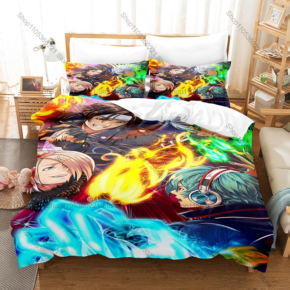 Printed The King Of Fighters Anime Bedding Kit 3PCS Duvet Cover & 2 Pillow Covers Breathable Soft Bed Linens Game Room Ornament